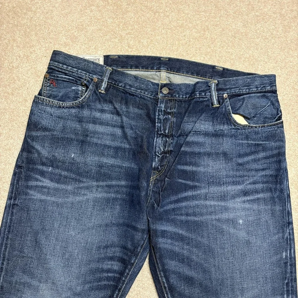 Polo Ralph Lauren Selvedge Denim Jeans Mens 44Bx30 Big Tall Straight Whiskers